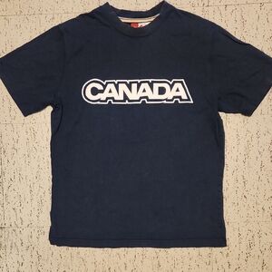 Hudsons Bay 2005 Canada Olympics Spell Out T Shirt Vintage Y2K